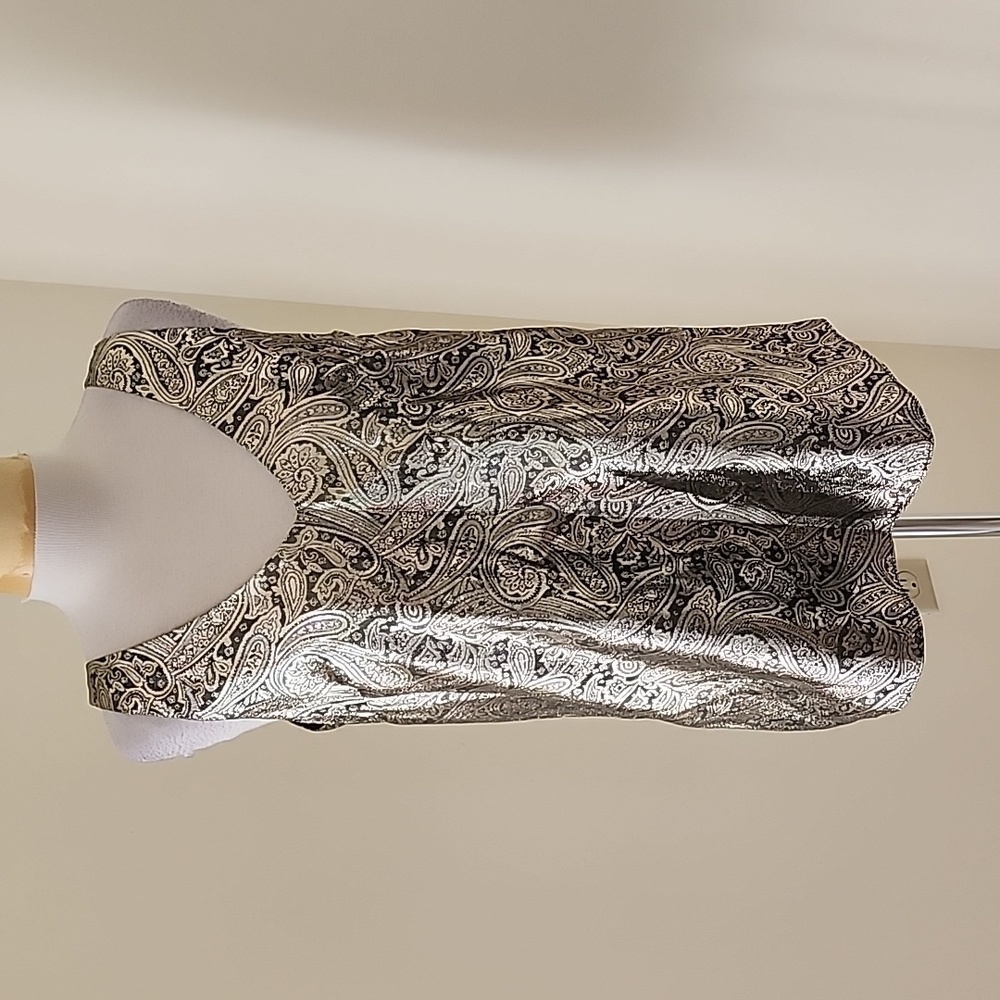 New! The Limited Medium Tall green metallic v neck top.